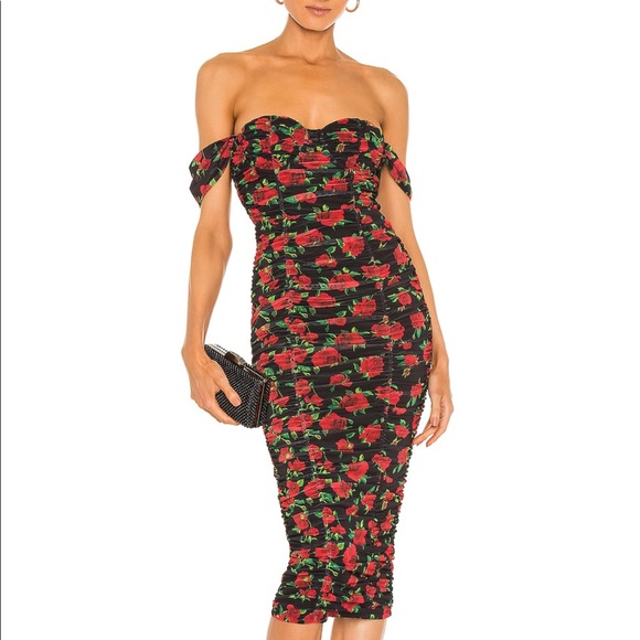 NBD Dresses & Skirts - Robin Midi Dress in Black & Red Floral
NBD